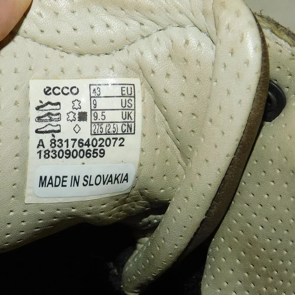 ECCO Track Genuine Footwear Leather Lace-Up Ankle Boots Hiking Work Chore Size 9